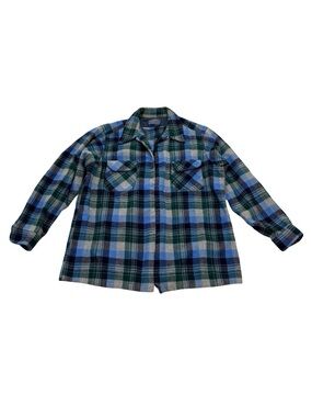 Vintage 1980s Pendleton Plaid Wool Flannel Made in USA